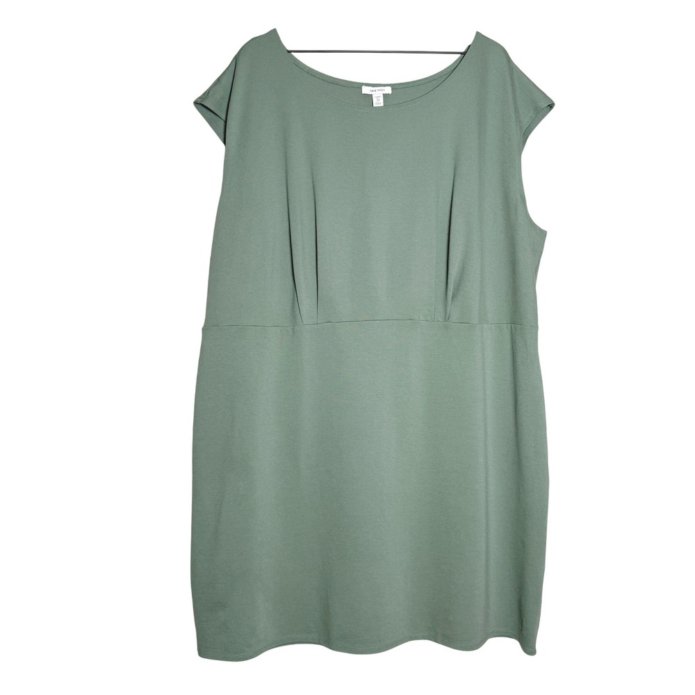 Nine West Womens Sheath Dress 3X Green Cap Sleeve Minimal Office Neutrals - Picture 2 of 9